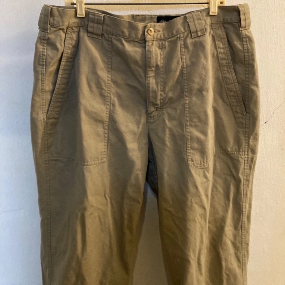 Eddie Bauer Men’s Tan Long Pants, 38 x 34, 100% Cotton, Thailand